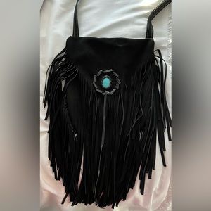 Black Suede fringe crossbody